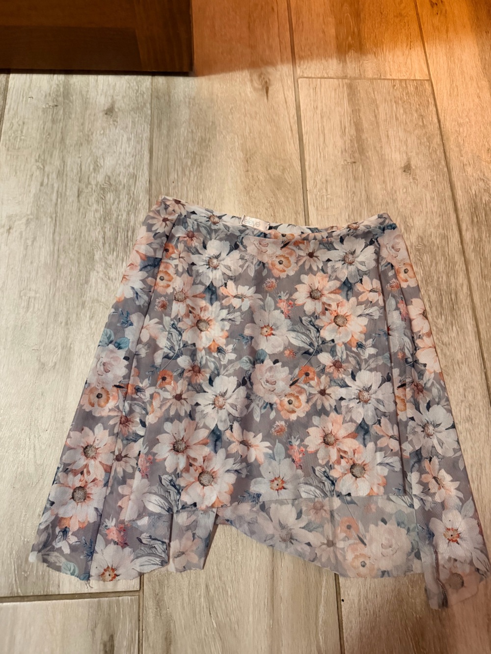 Eleve Dancewear Floral Mini Skirt - Gray, Peach & White
